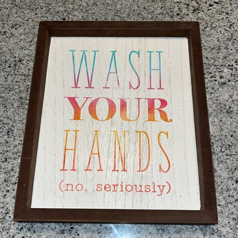 Funny Bathroom Kitchen Wall Decor Sign Wash Your Hands Ready to Hang kids room